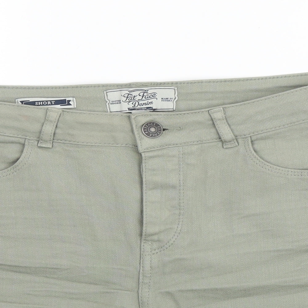 Fat Face Womens Green  Cotton Bermuda Shorts Size 10  Regular Button