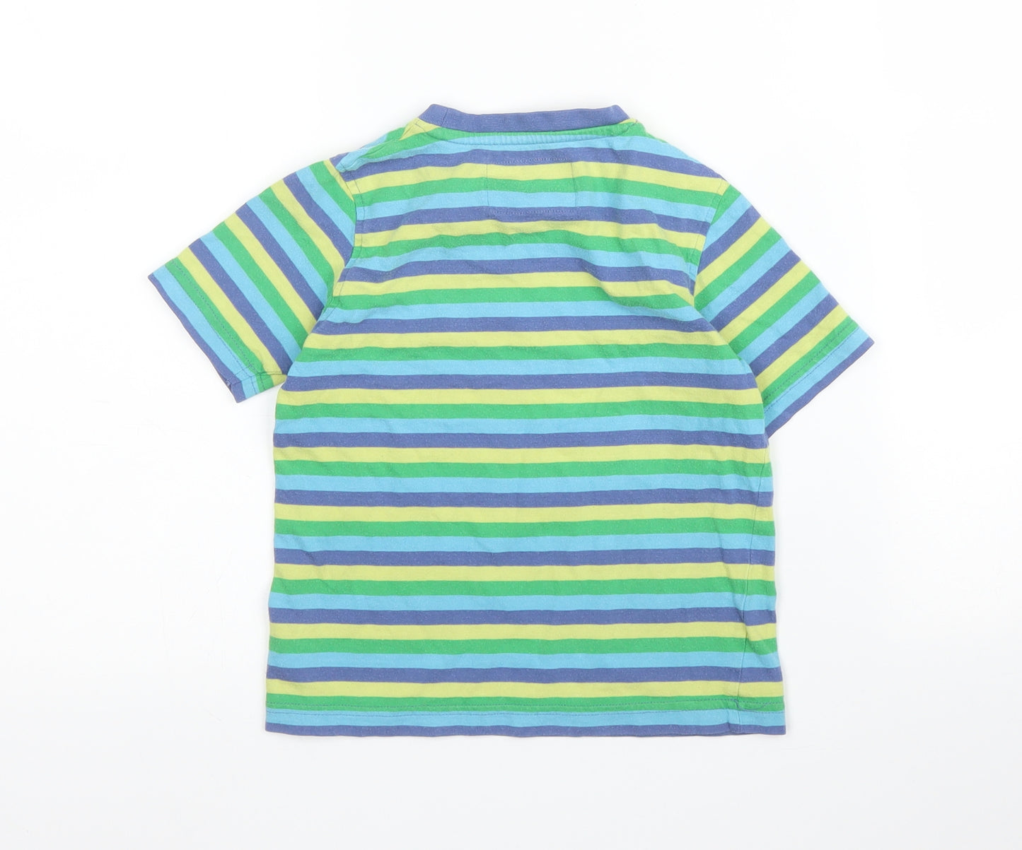 TU Boys Green Striped Cotton Basic T-Shirt Size 2-3 Years Round Neck