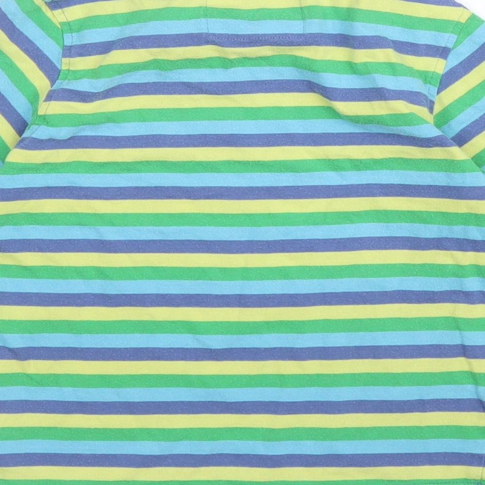 TU Boys Green Striped Cotton Basic T-Shirt Size 2-3 Years Round Neck