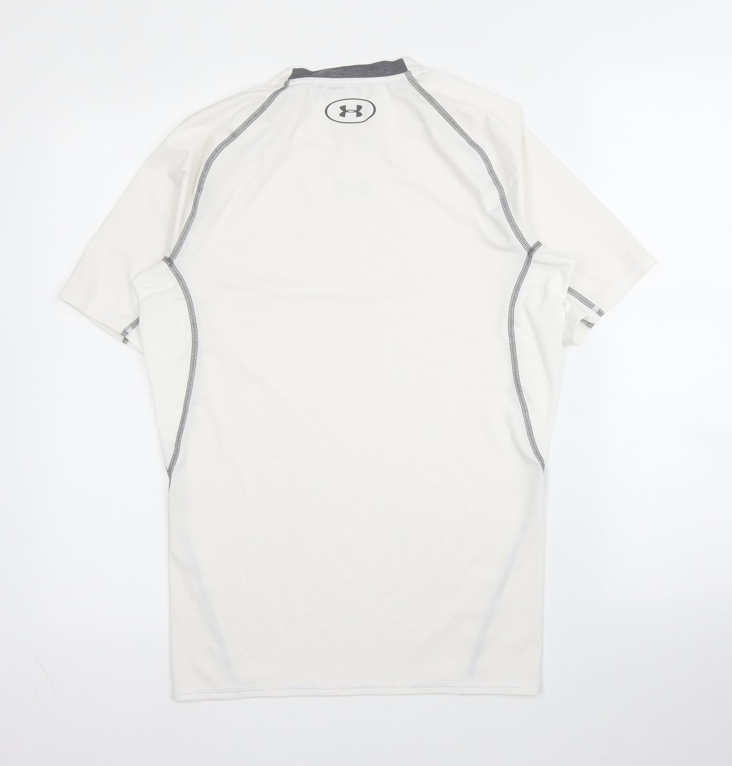 Under armour Mens White  Polyester Basic T-Shirt Size L Round Neck
