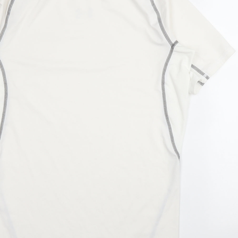Under armour Mens White  Polyester Basic T-Shirt Size L Round Neck