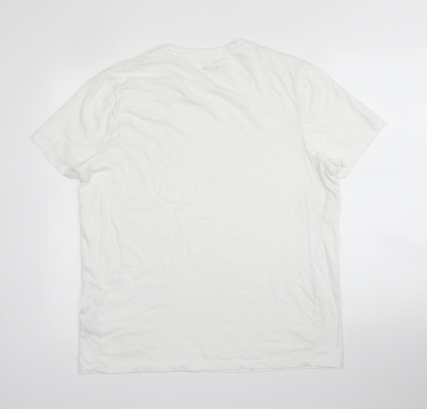 New Look Mens White  Cotton  T-Shirt Size L Round Neck