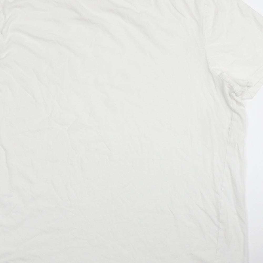 New Look Mens White  Cotton  T-Shirt Size L Round Neck