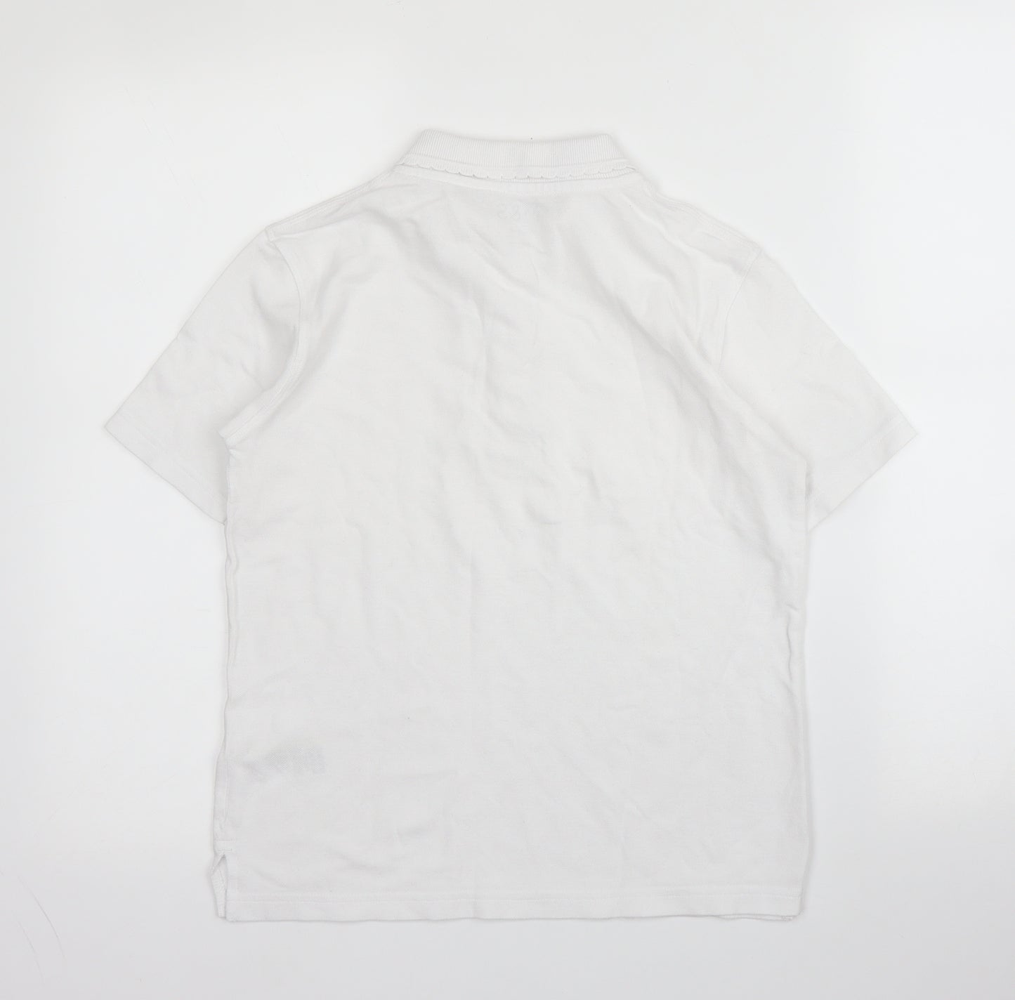 M&S Girls White  Cotton Basic Polo Size 9-10 Years Collared Button - School