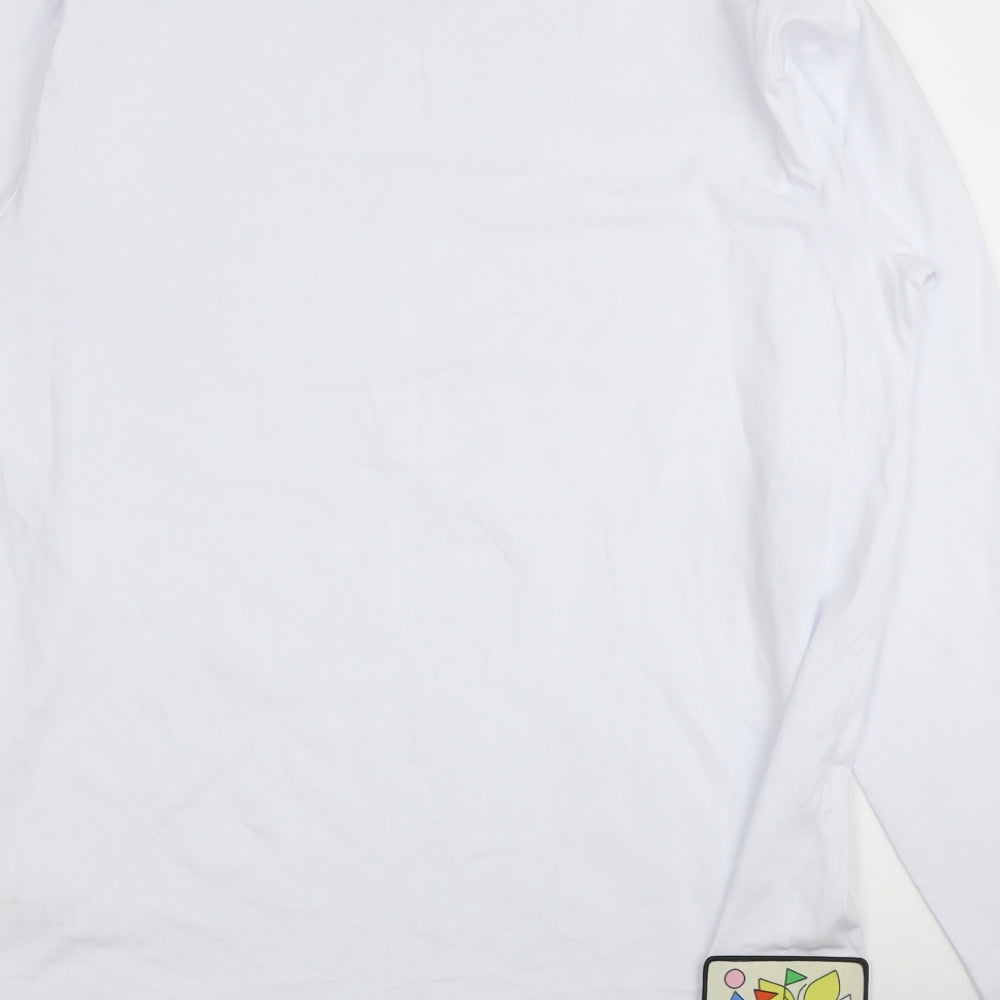 Stanely Stella Mens White  Cotton Basic T-Shirt Size L Round Neck