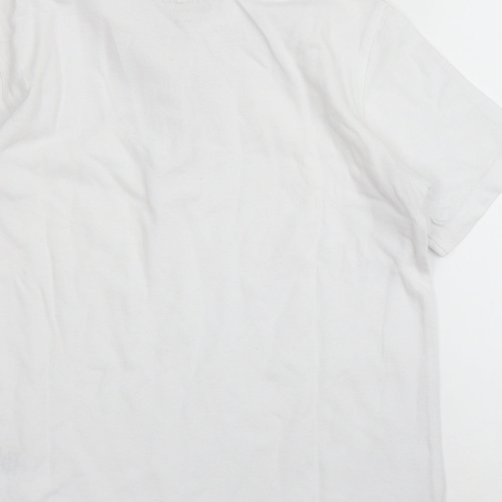 M&S Girls White  Cotton Basic Polo Size 9-10 Years Collared Button - School