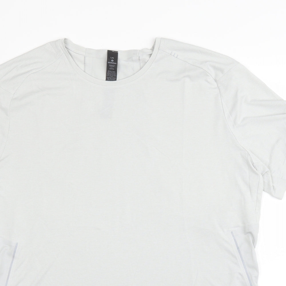 Lululemon Mens Grey  Polyester Basic T-Shirt Size L Round Neck