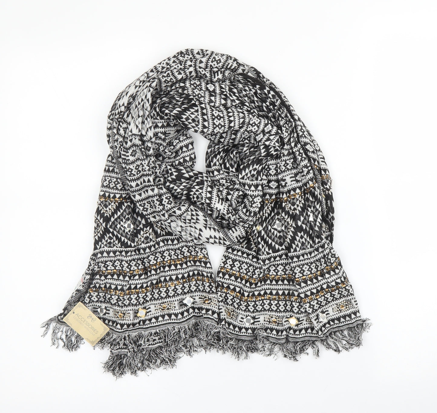 Accessorize Womens Black Geometric Viscose  Scarf