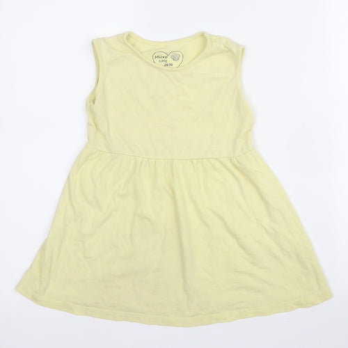 Micro Kitty Girls Yellow  Cotton A-Line  Size 2-3 Years  Round Neck