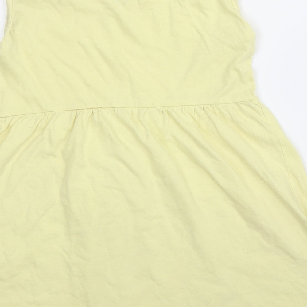 Micro Kitty Girls Yellow  Cotton A-Line  Size 2-3 Years  Round Neck
