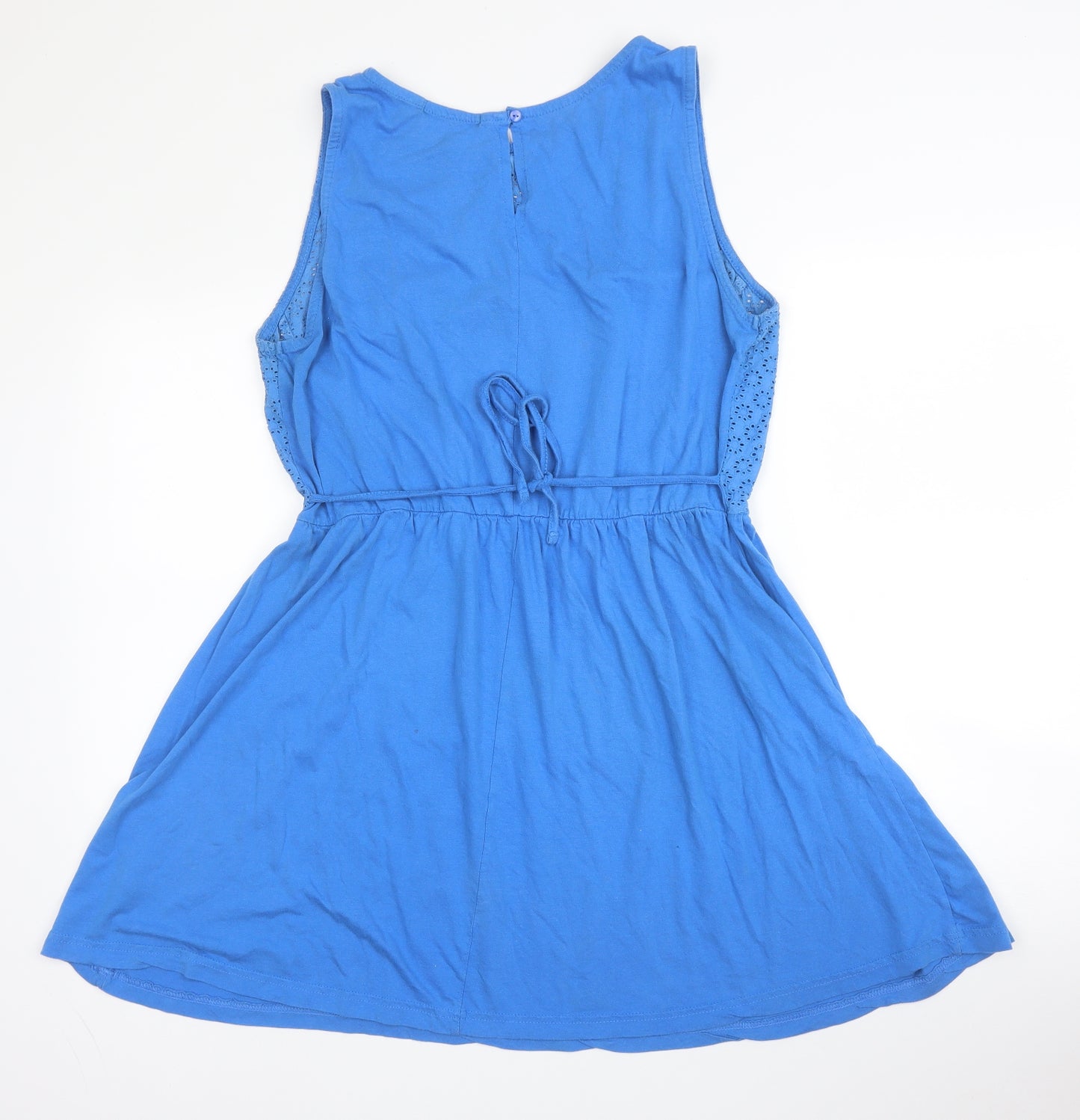 Primark Womens Blue Floral Viscose A-Line  Size 20  Round Neck Button