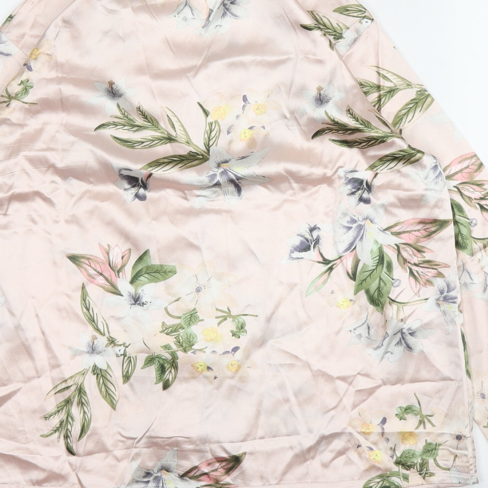 SheIn Womens Pink Floral Polyester Chemise Pyjama Top Size L  Drawstring