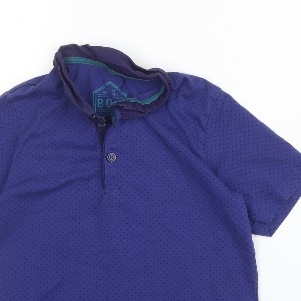 Matalan Boys Blue  Cotton Basic Polo Size 7 Years Collared Button