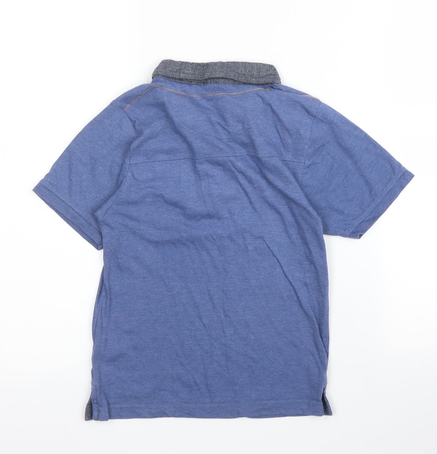 Primark Boys Blue  Cotton Basic Polo Size 6-7 Years Collared Button