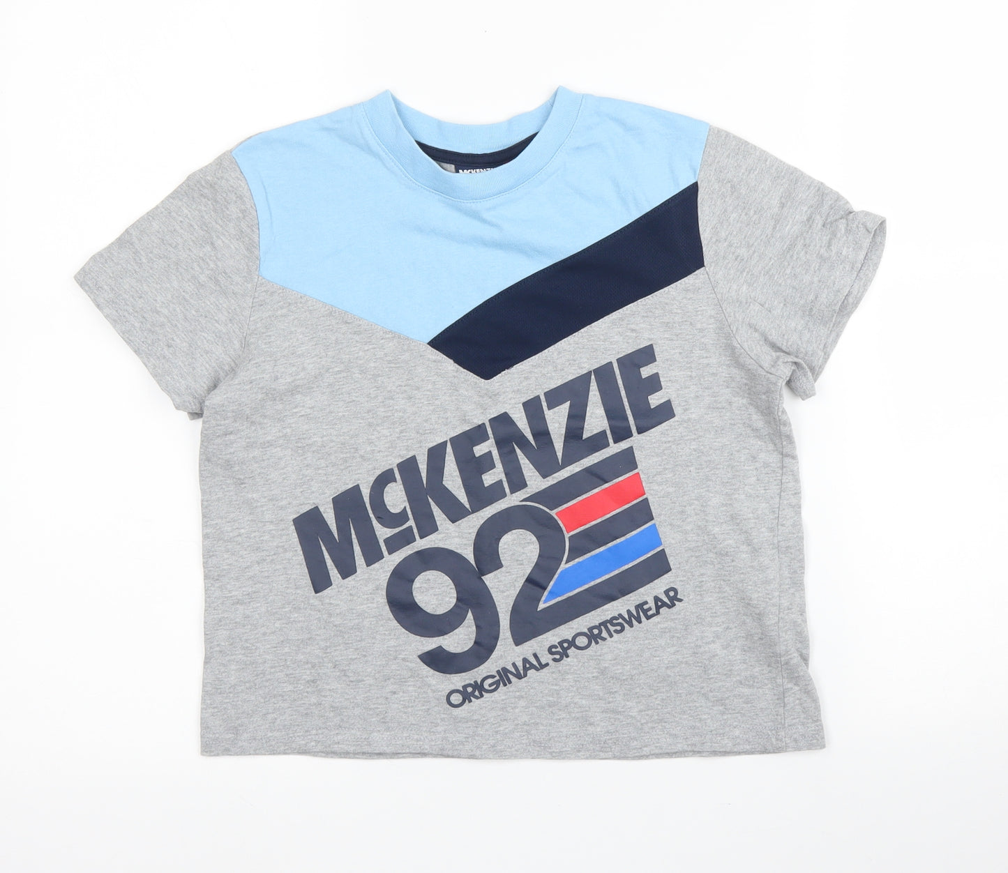 McKenzie Boys Grey  Cotton Basic T-Shirt Size 7-8 Years Round Neck