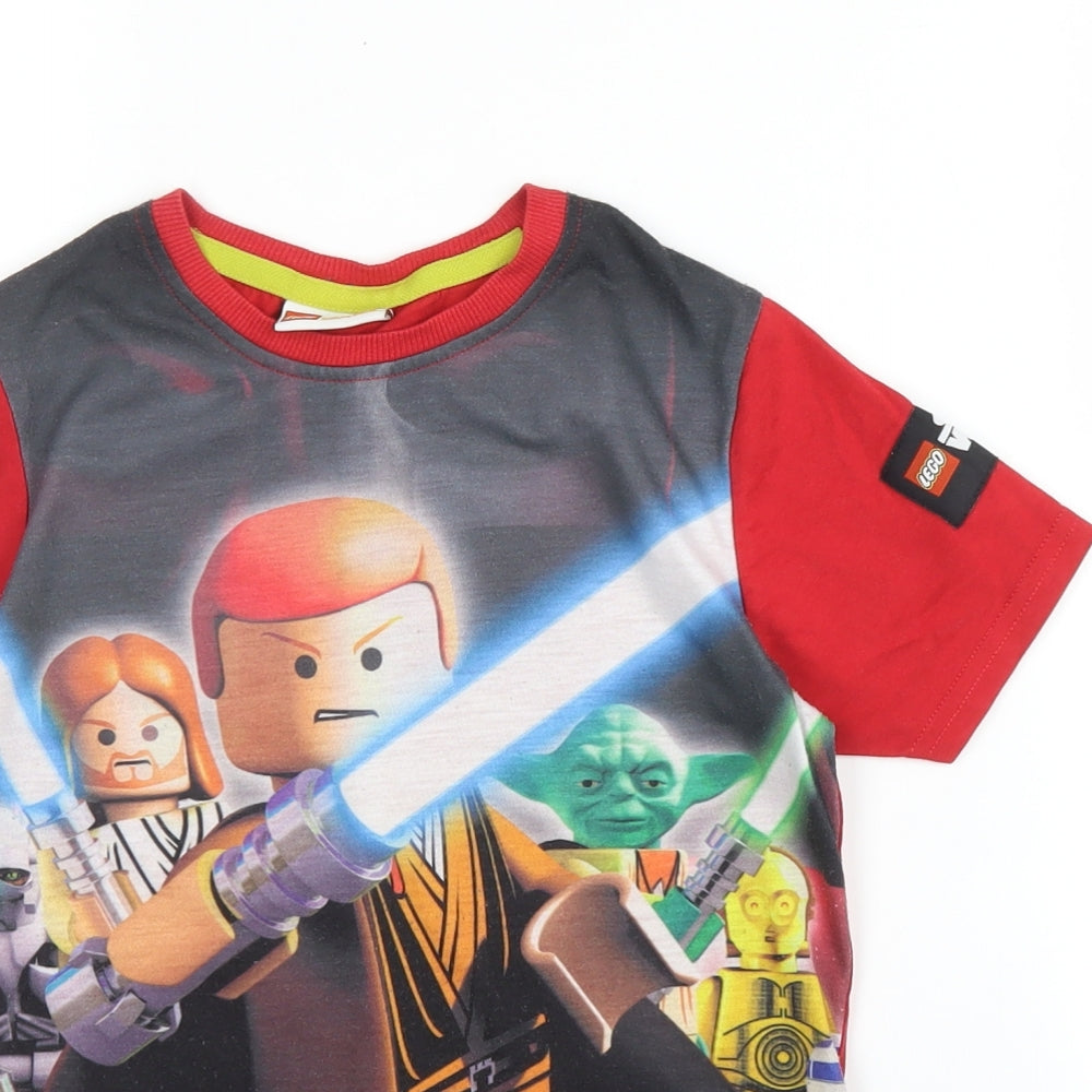George Boys Red  Cotton Basic T-Shirt Size 7-8 Years Round Neck  - Lego