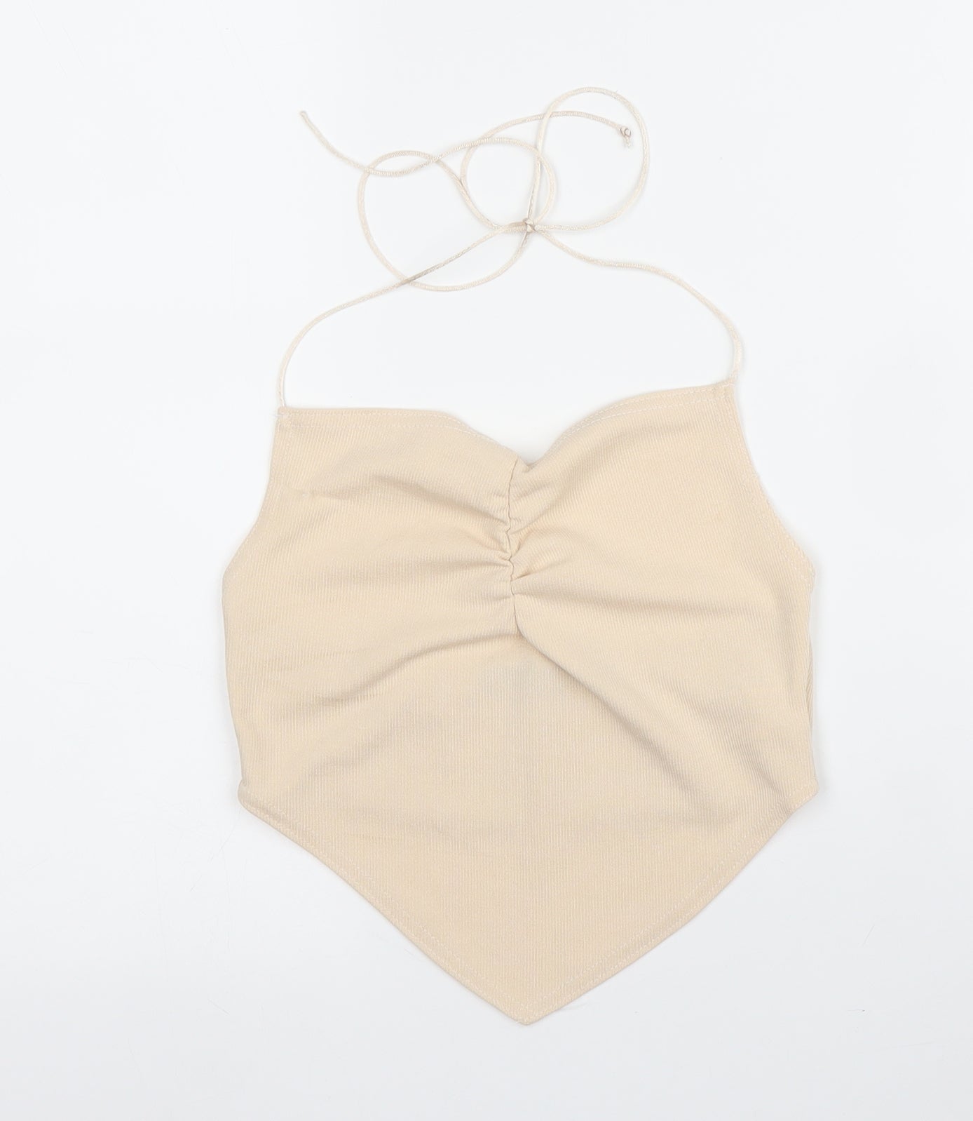 PRETTYLITTLETHING Womens Beige  Polyester Camisole Tank Size 8 Halter