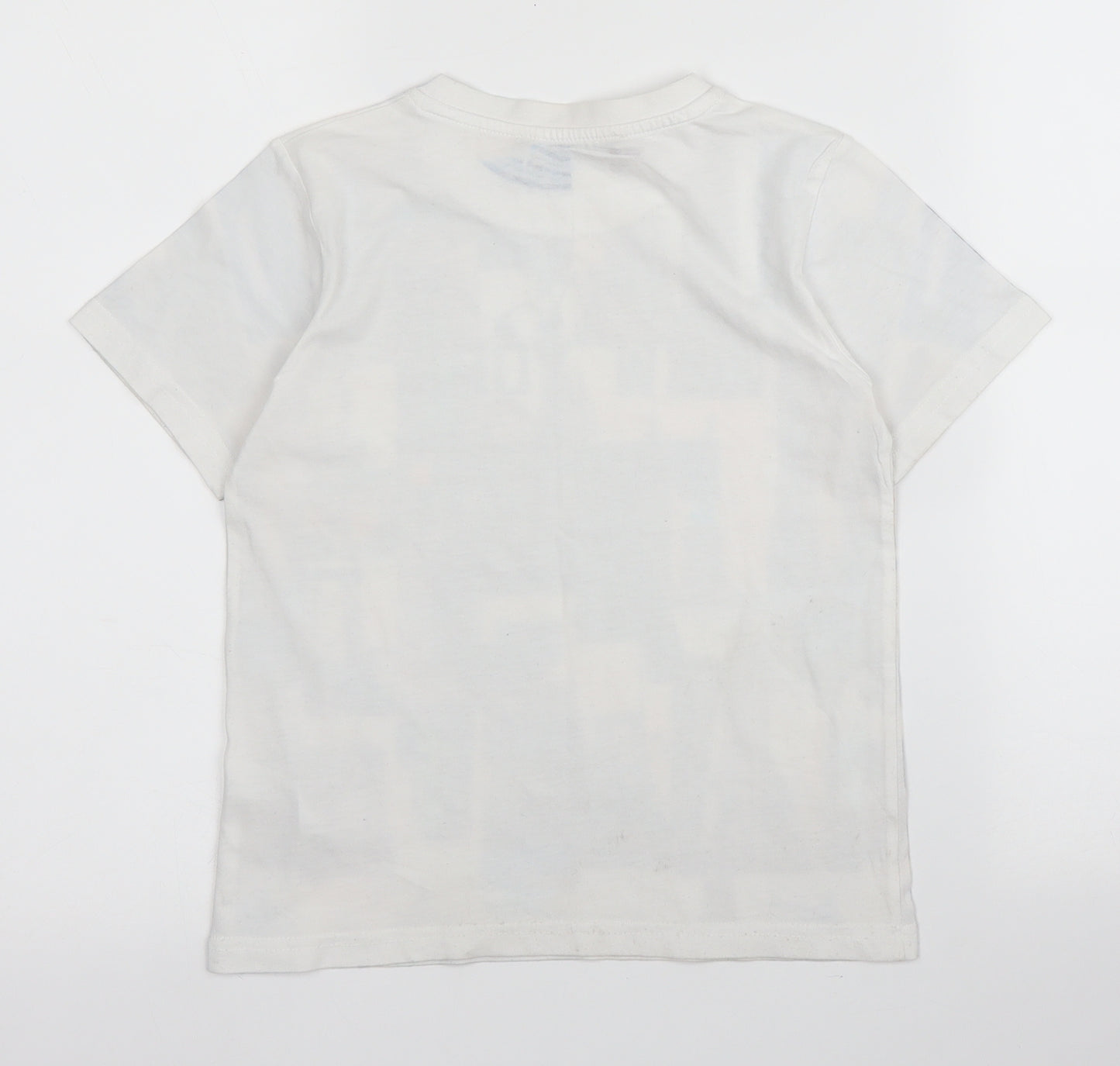 George Boys White  Cotton Basic T-Shirt Size 6-7 Years Round Neck