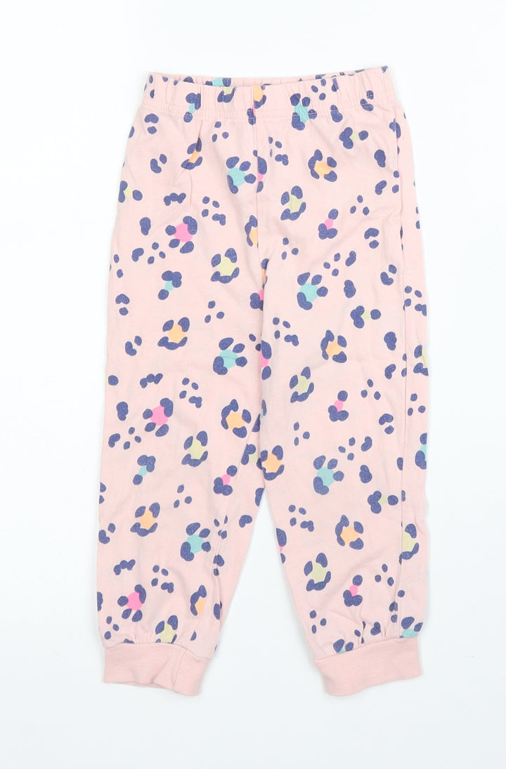 Matalan Girls Pink Animal Print Cotton Capri Pyjama Pants Size 2 Years - Leopard print