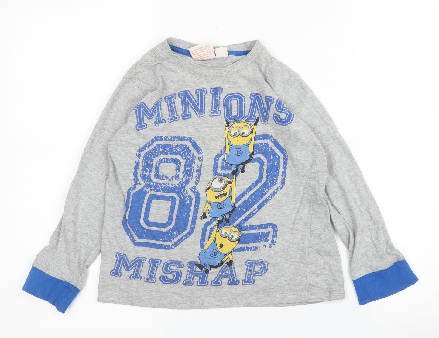 Primark Boys Grey Solid Cotton  Pyjama Set Size 7-8 Years   - Minions
