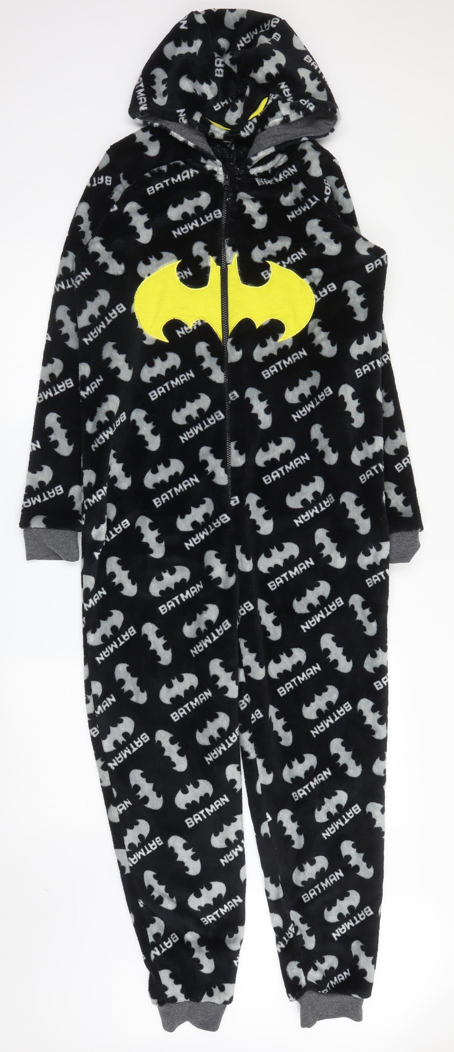 Batman Boys Black Solid Polyester  One Piece Size 13-14 Years  Zip