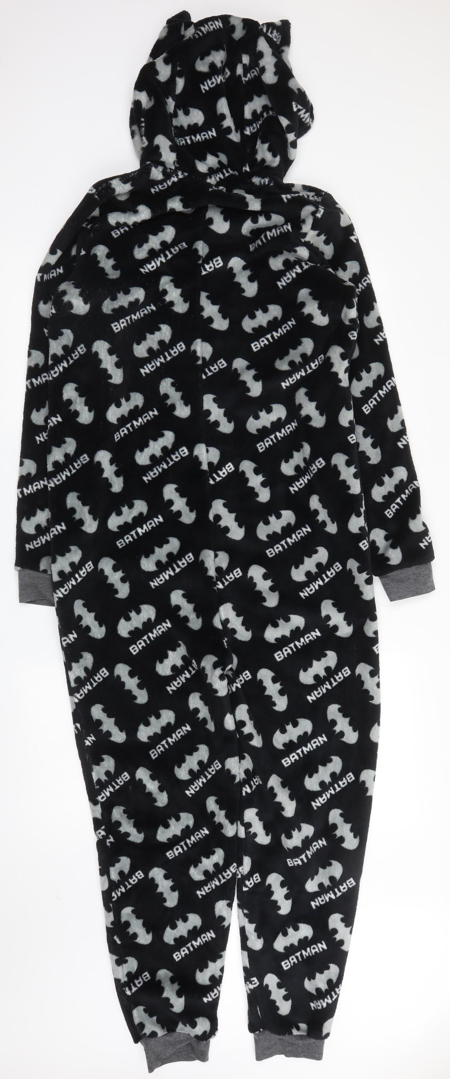 Batman Boys Black Solid Polyester  One Piece Size 13-14 Years  Zip