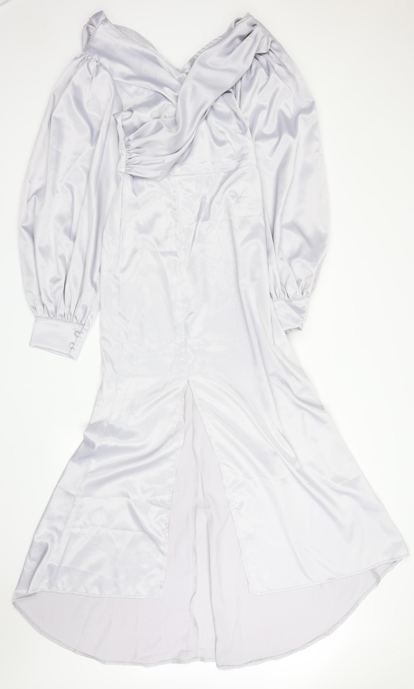 SheIn Womens Silver  Polyester Fit & Flare  Size L  V-Neck Zip
