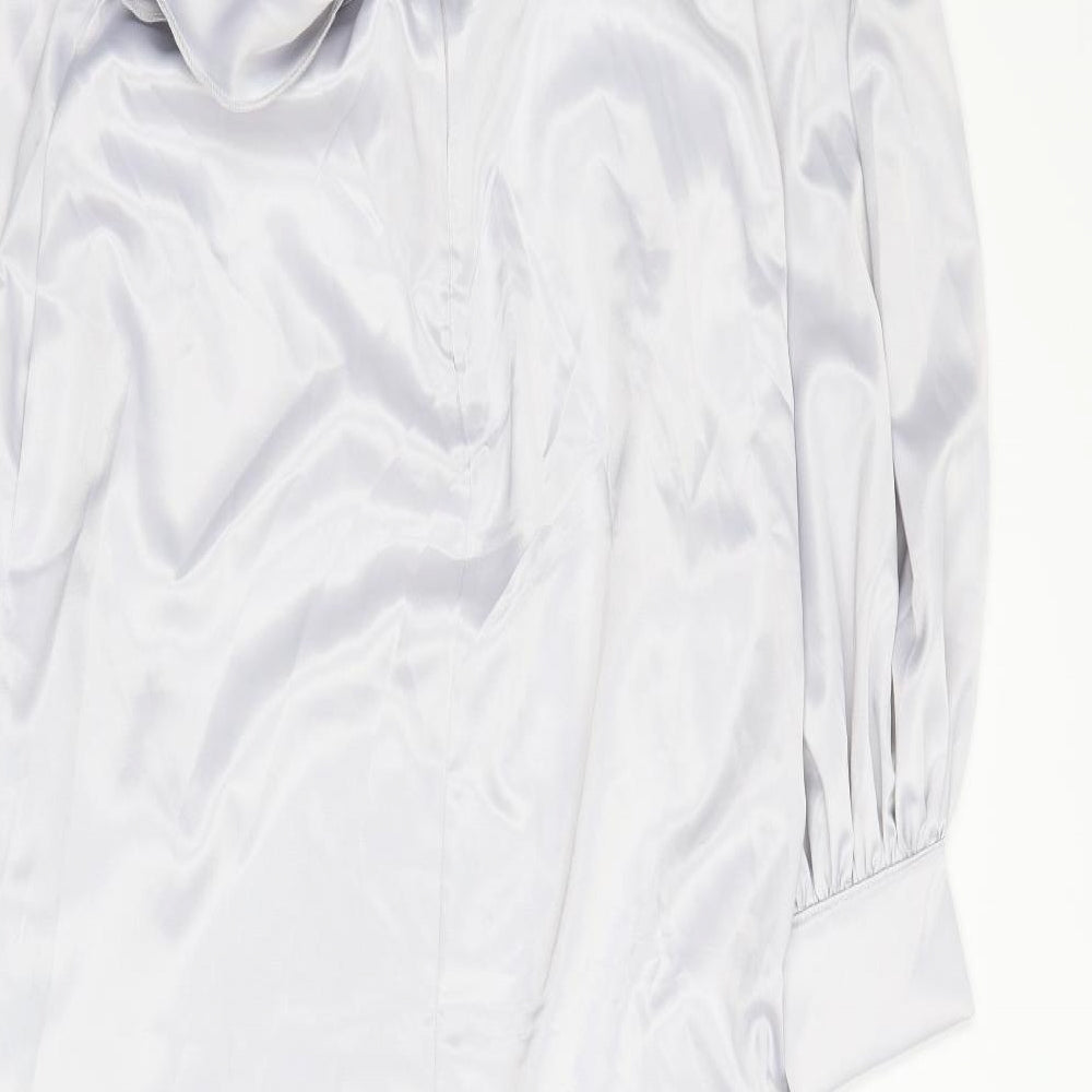 SheIn Womens Silver  Polyester Fit & Flare  Size L  V-Neck Zip