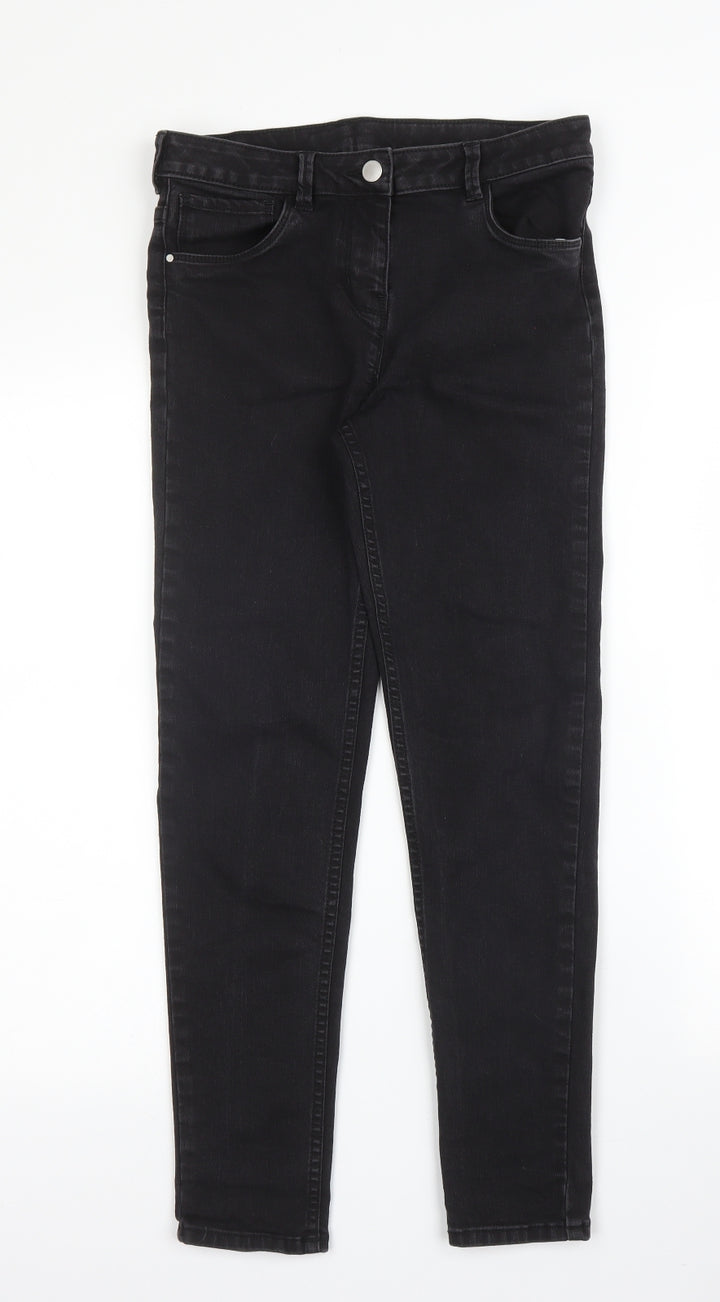 Nutmeg Girls Black Cotton Skinny Jeans Size 12 Years L24 in Regular Zip