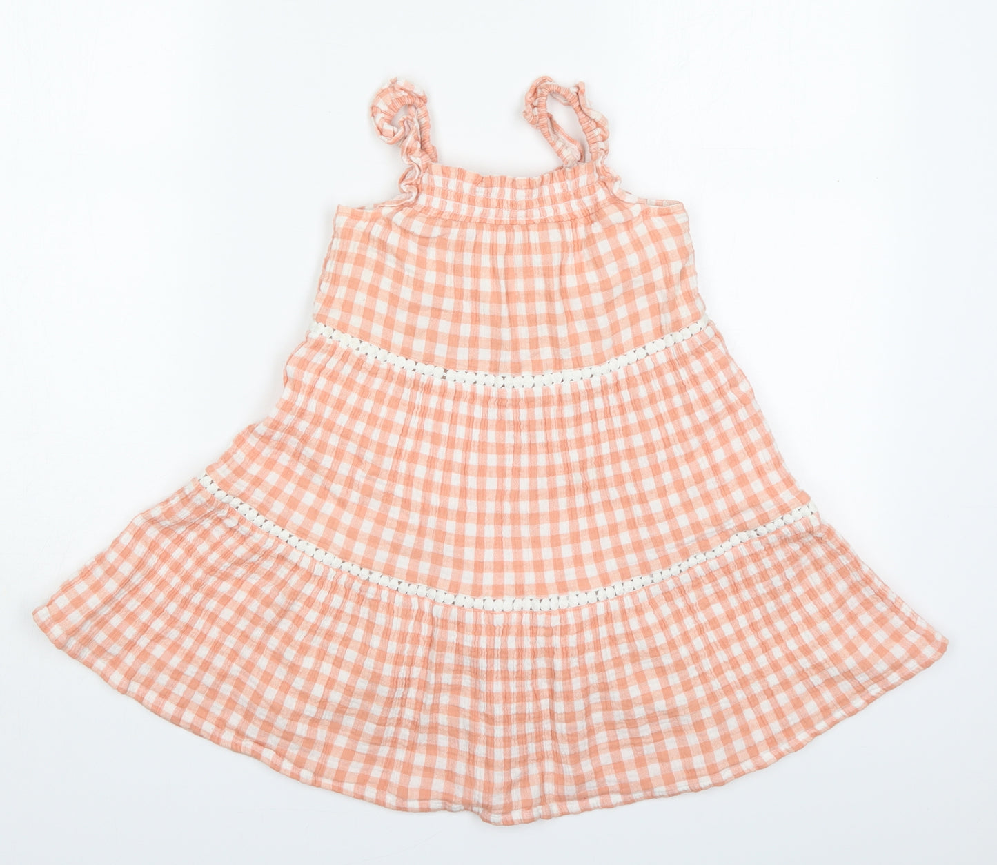 George Girls Pink Check Cotton Trapeze & Swing  Size 5-6 Years  Round Neck Pullover