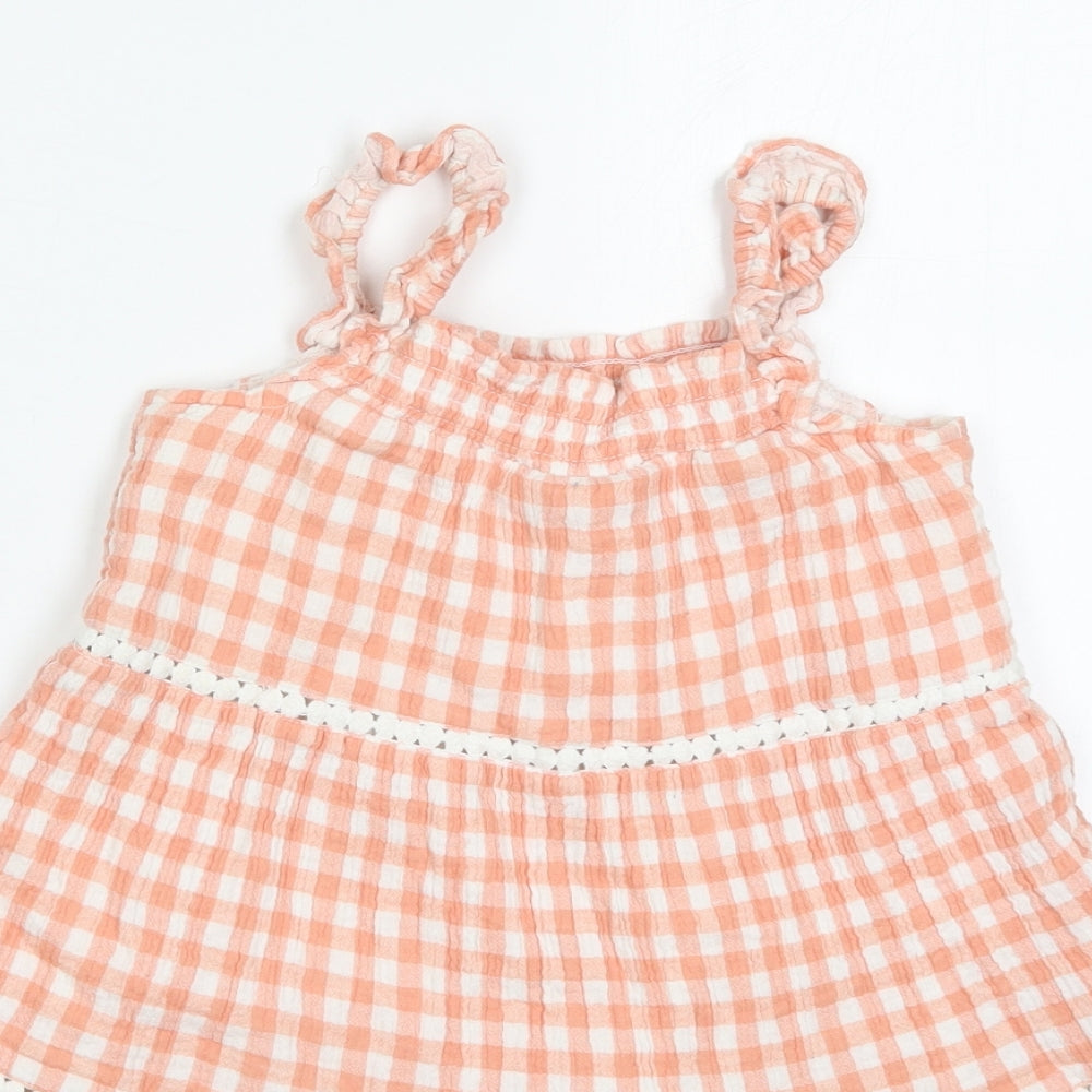 George Girls Pink Check Cotton Trapeze & Swing  Size 5-6 Years  Round Neck Pullover