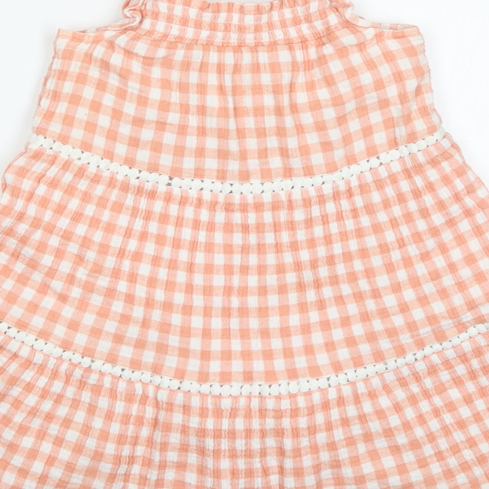 George Girls Pink Check Cotton Trapeze & Swing  Size 5-6 Years  Round Neck Pullover
