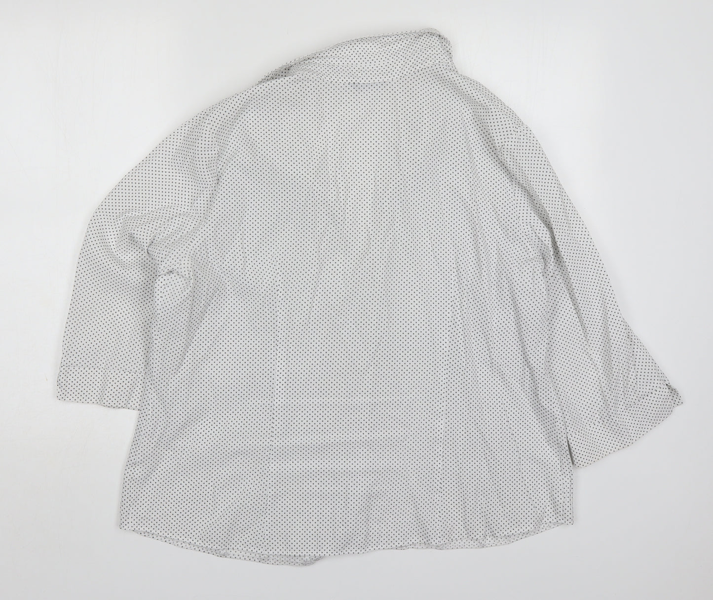 BHS Womens White Polka Dot Viscose Basic Button-Up Size 22 Collared