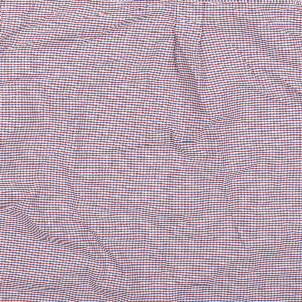 Cotton Traders Mens Red Check Cotton  Polo Size L Collared Button - Blue
