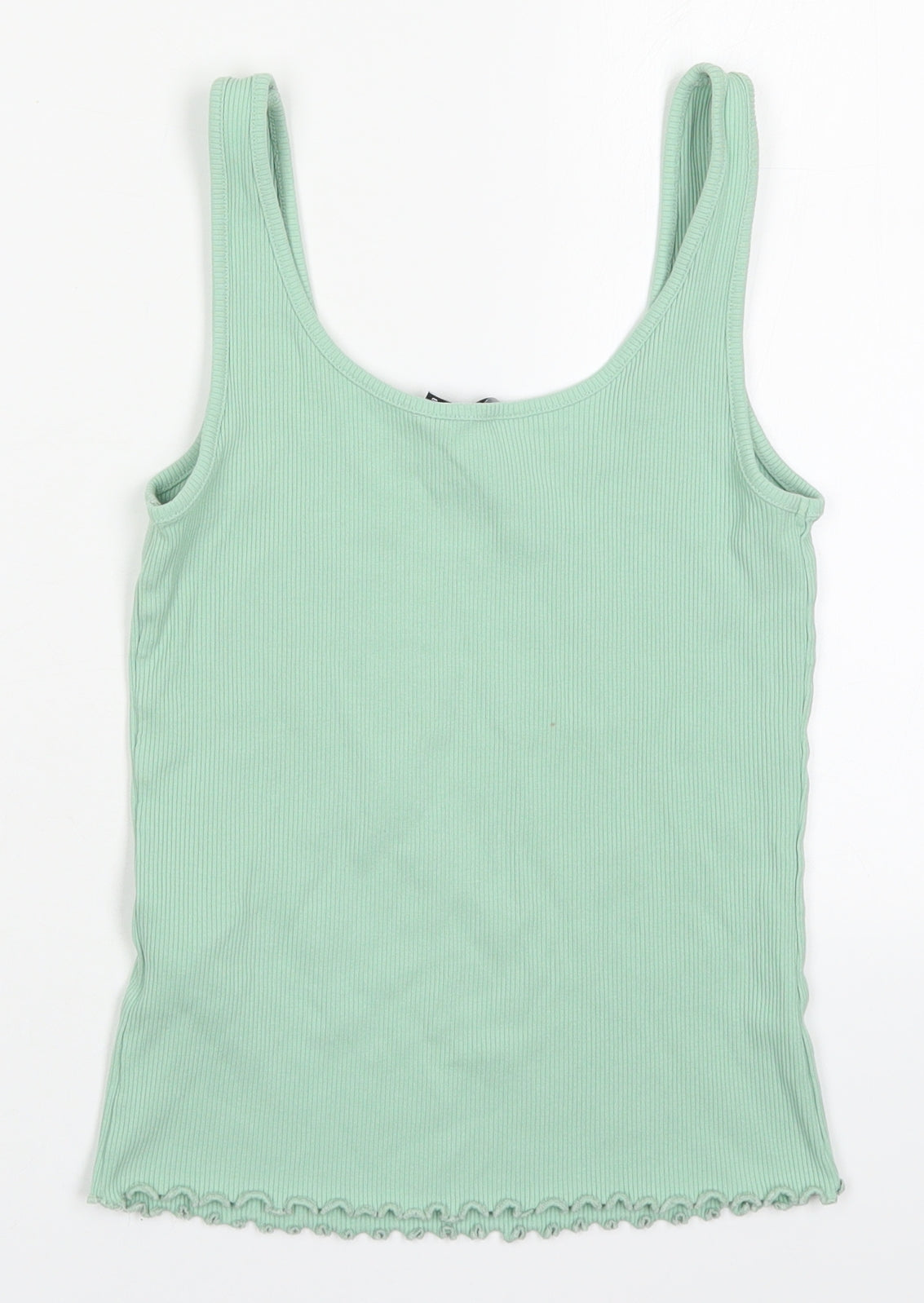 New Look Womens Green  Cotton Basic Tank Size 12 Scoop Neck