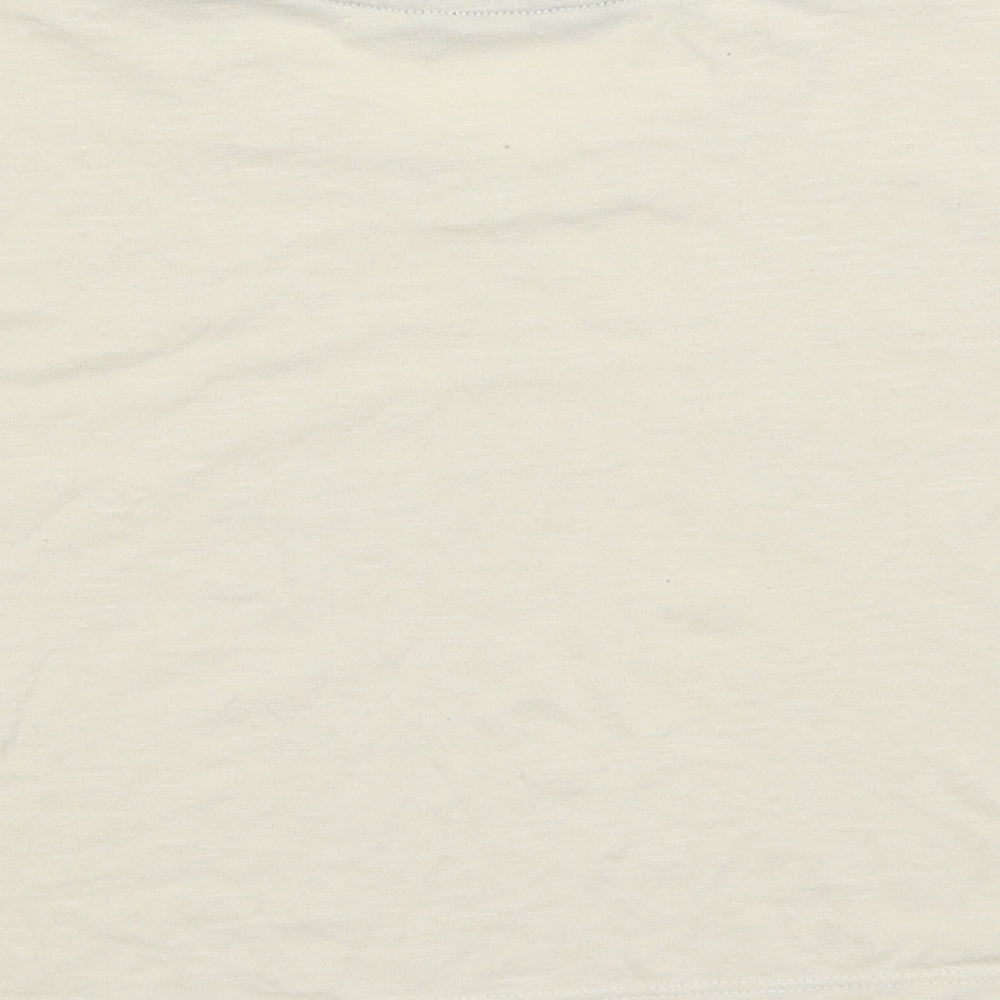George Girls Beige  Cotton Cropped T-Shirt Size 9-10 Years Crew Neck Pullover - Live in the Moment