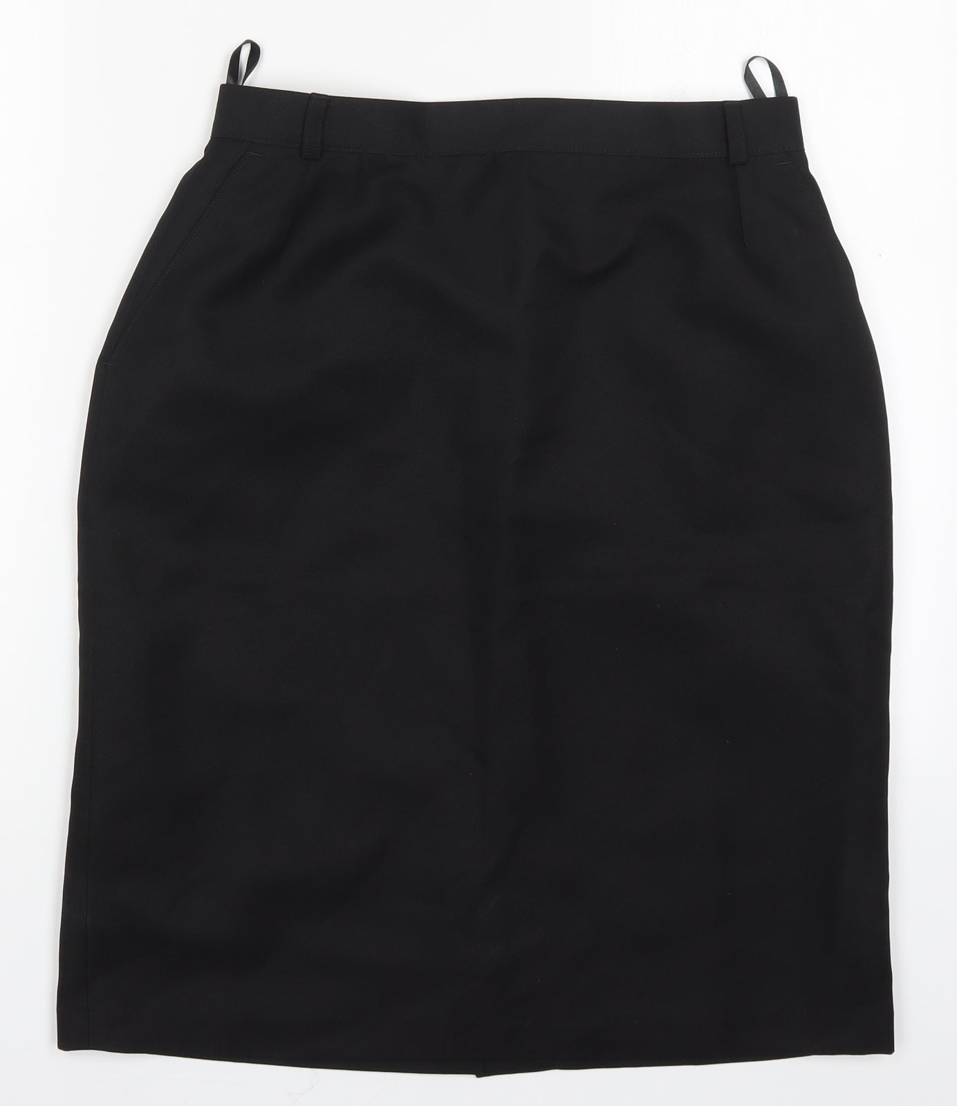 Preworn Womens Black  Polyester Straight & Pencil Skirt Size 30 in   Zip