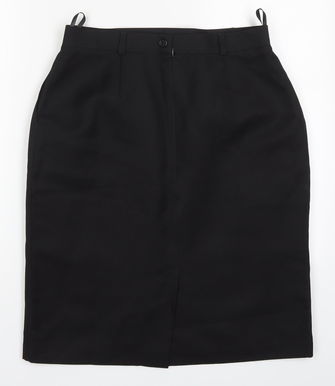 Preworn Womens Black  Polyester Straight & Pencil Skirt Size 30 in   Zip