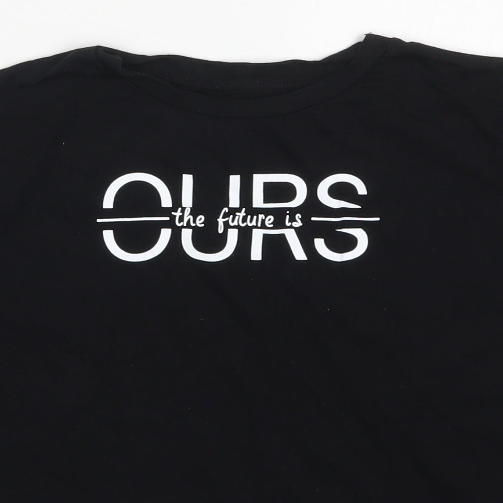 Primark Boys Black  Cotton Basic T-Shirt Size 12-13 Years Crew Neck Pullover - The Future is Ours