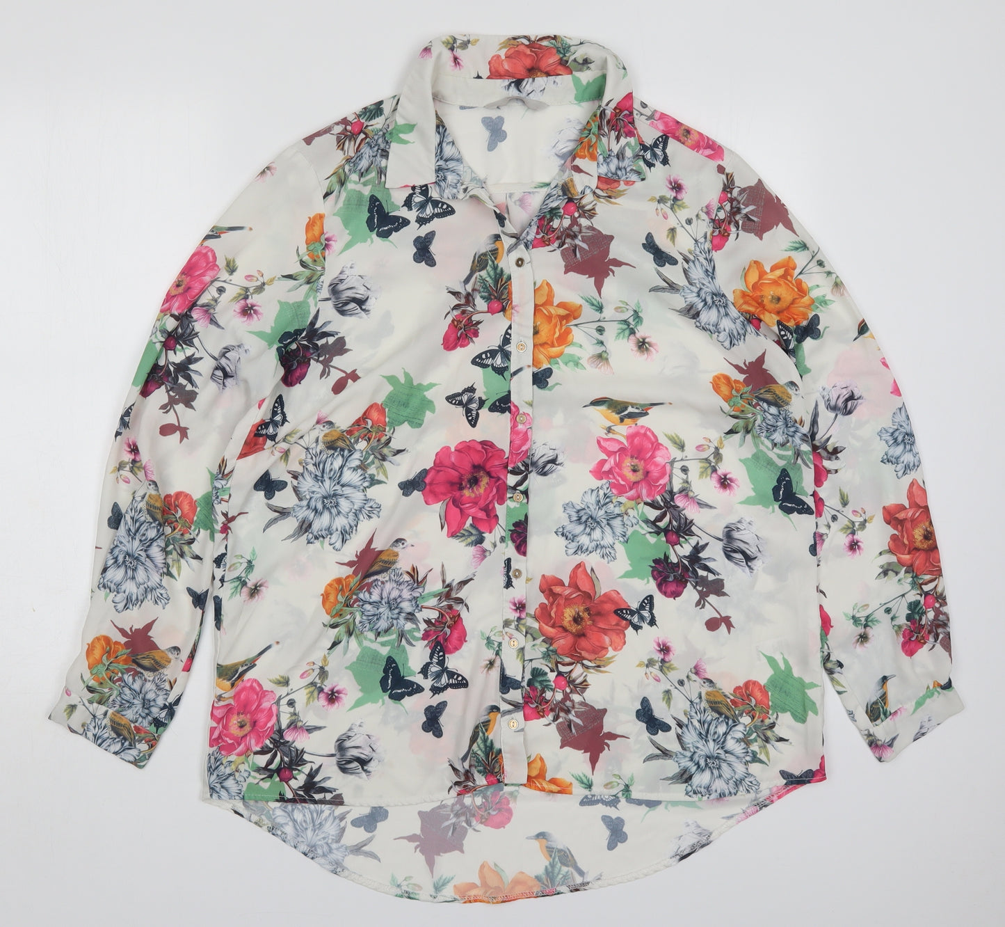 George Womens Multicoloured Floral Polyester Basic Button-Up Size 16 Collared