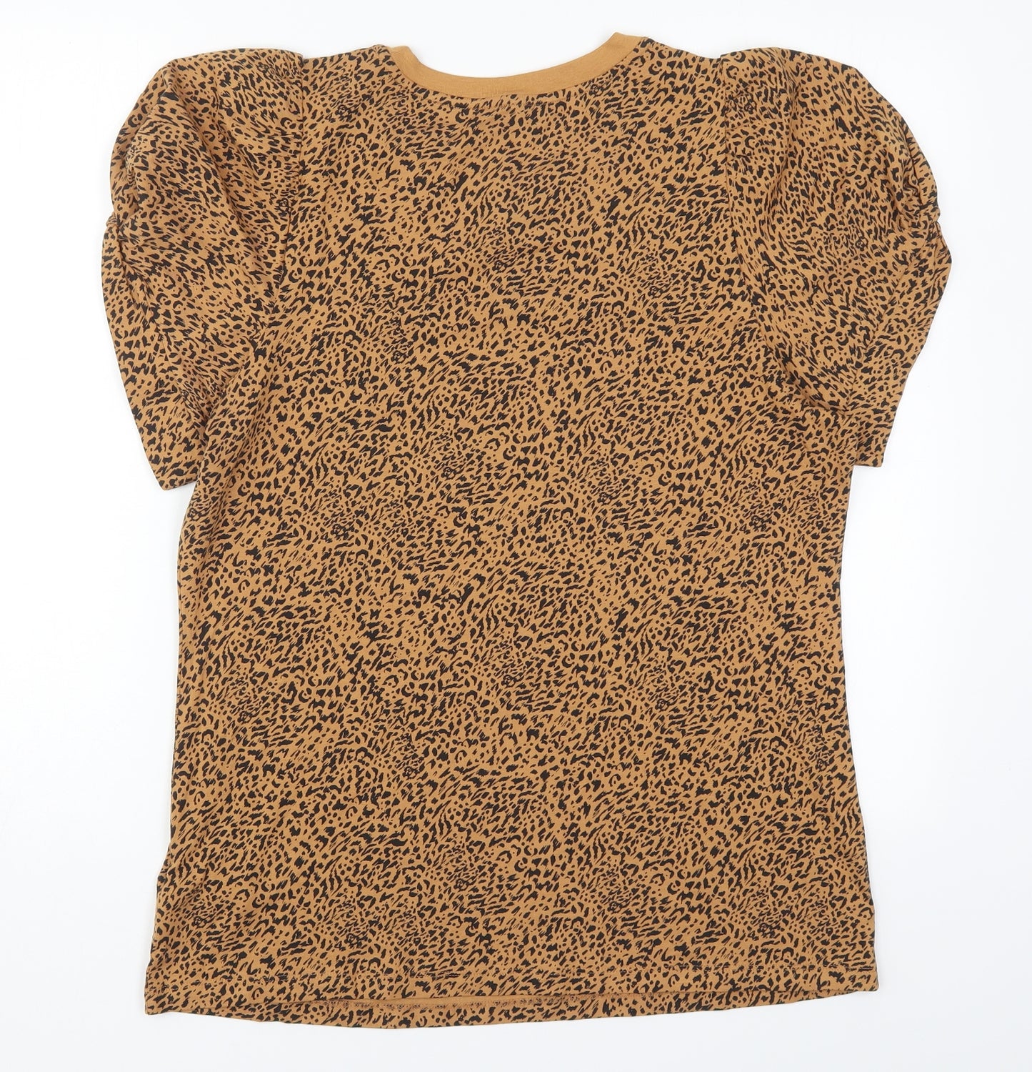 Amazon Womens Brown Animal Print Cotton Basic T-Shirt Size L Round Neck