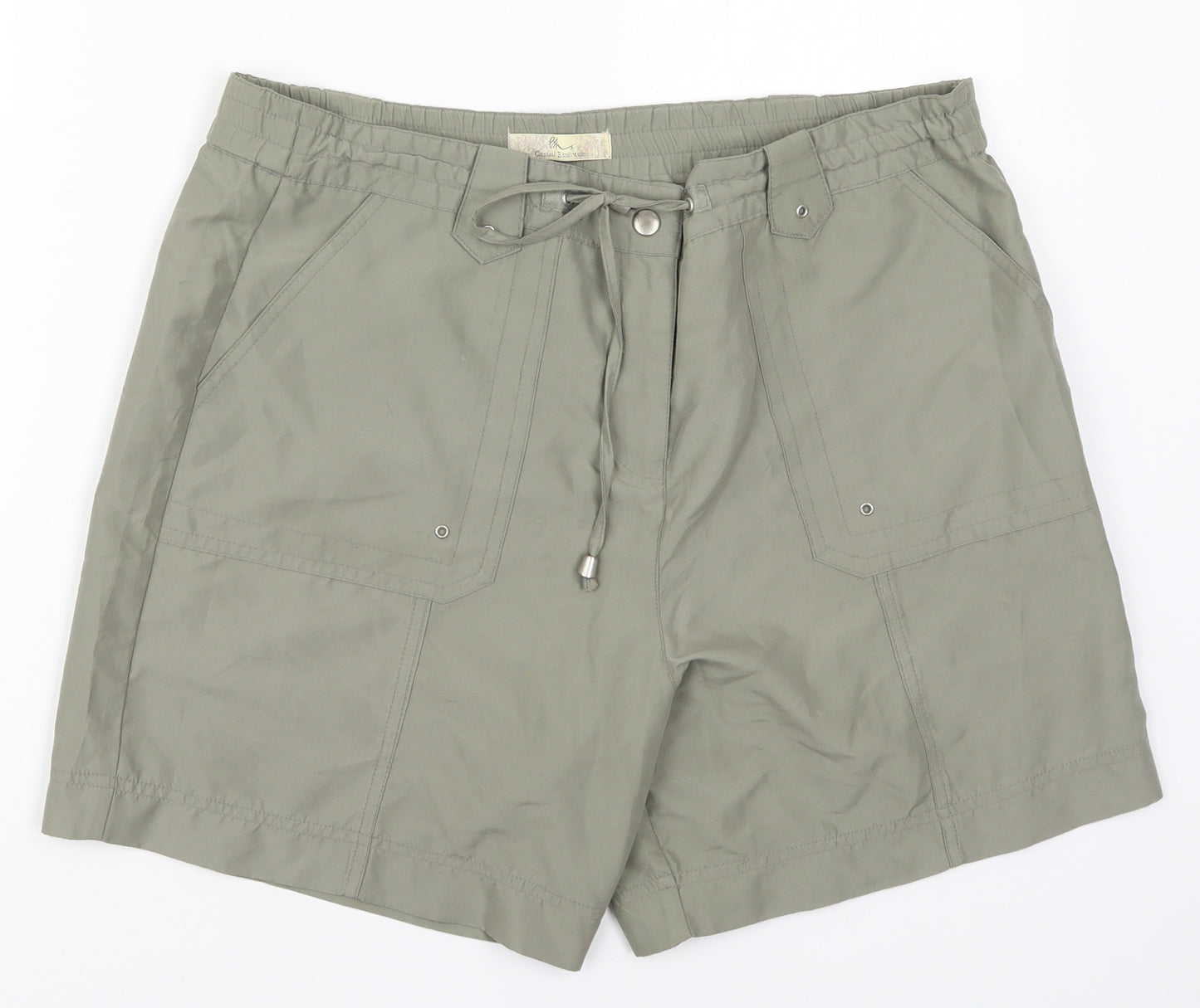 BHS Womens Green  Polyester Cargo Shorts Size 14 L5.5 in Regular Button