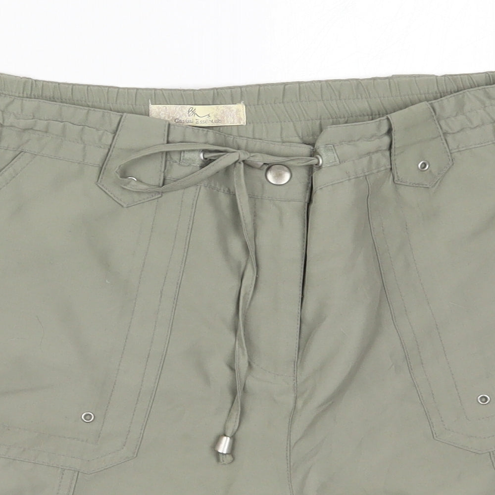 BHS Womens Green  Polyester Cargo Shorts Size 14 L5.5 in Regular Button