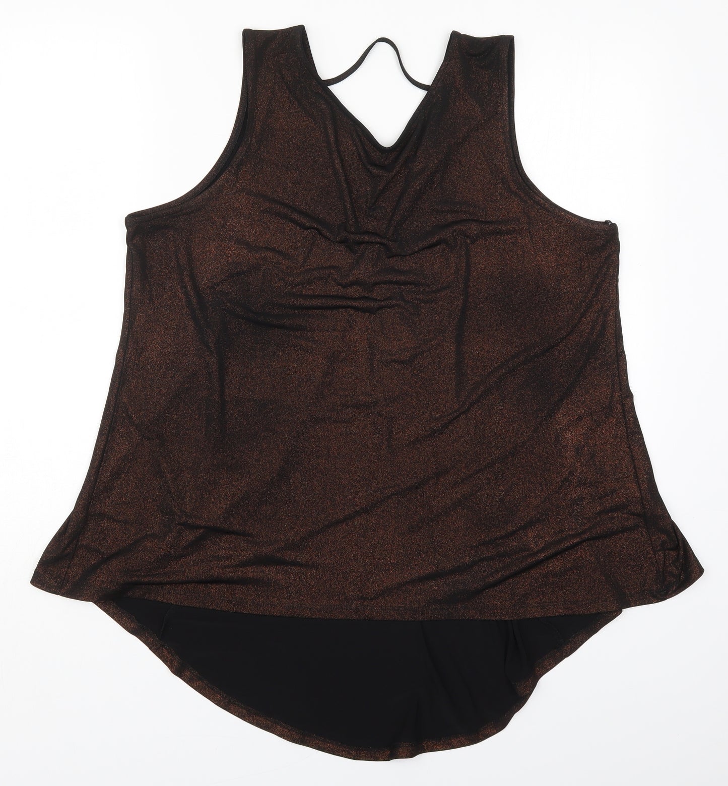 Dorothy Perkins Womens Brown  Polyester Basic Tank Size 18 Round Neck