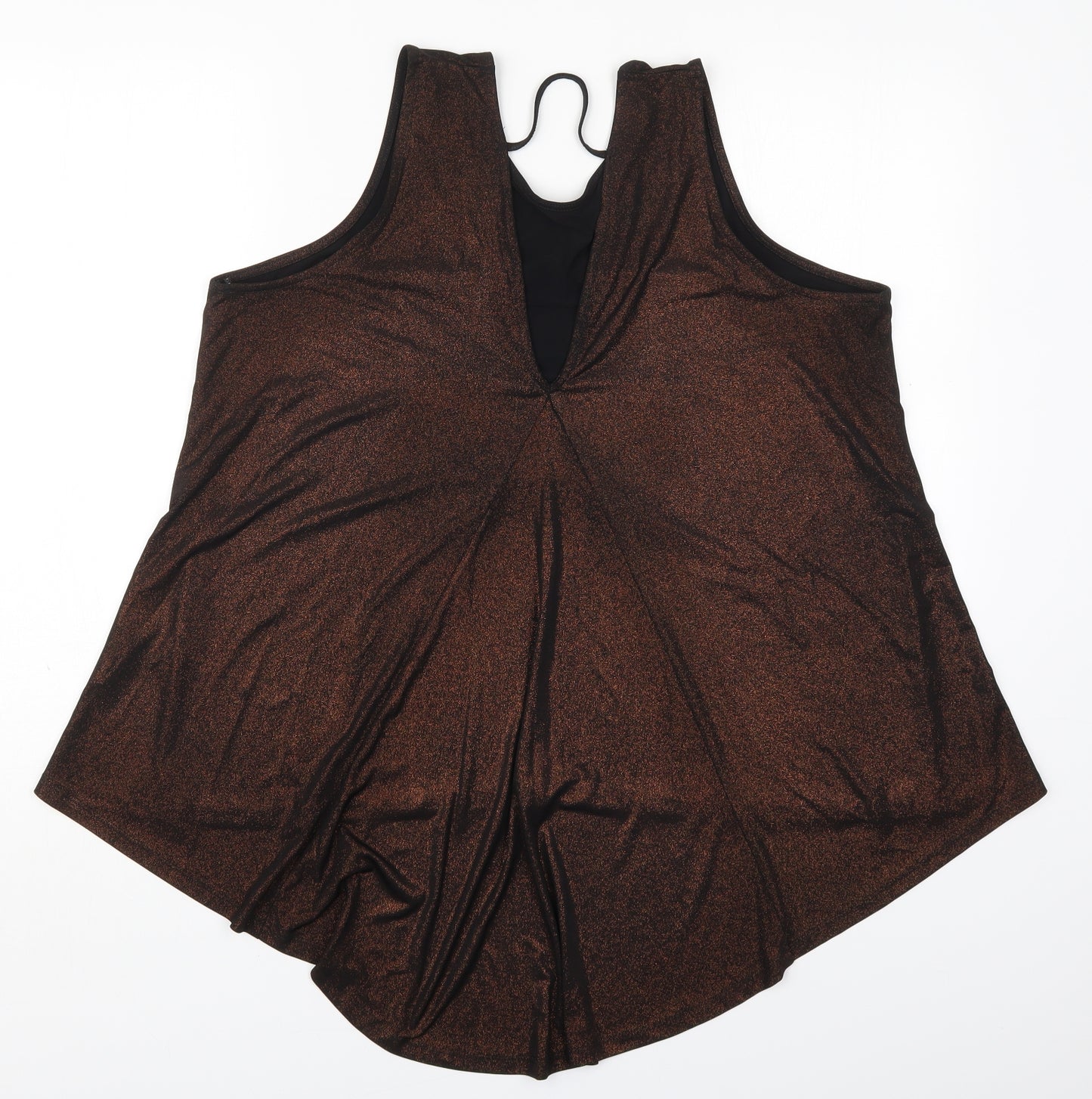Dorothy Perkins Womens Brown  Polyester Basic Tank Size 18 Round Neck