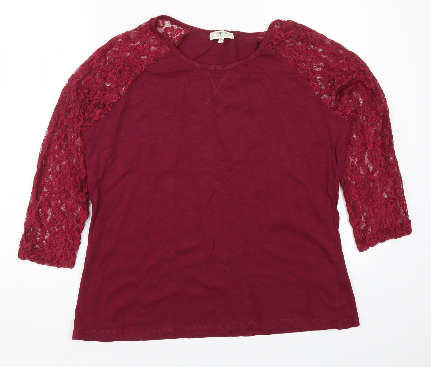 Papaya Womens Pink  Cotton Basic T-Shirt Size 18 Round Neck