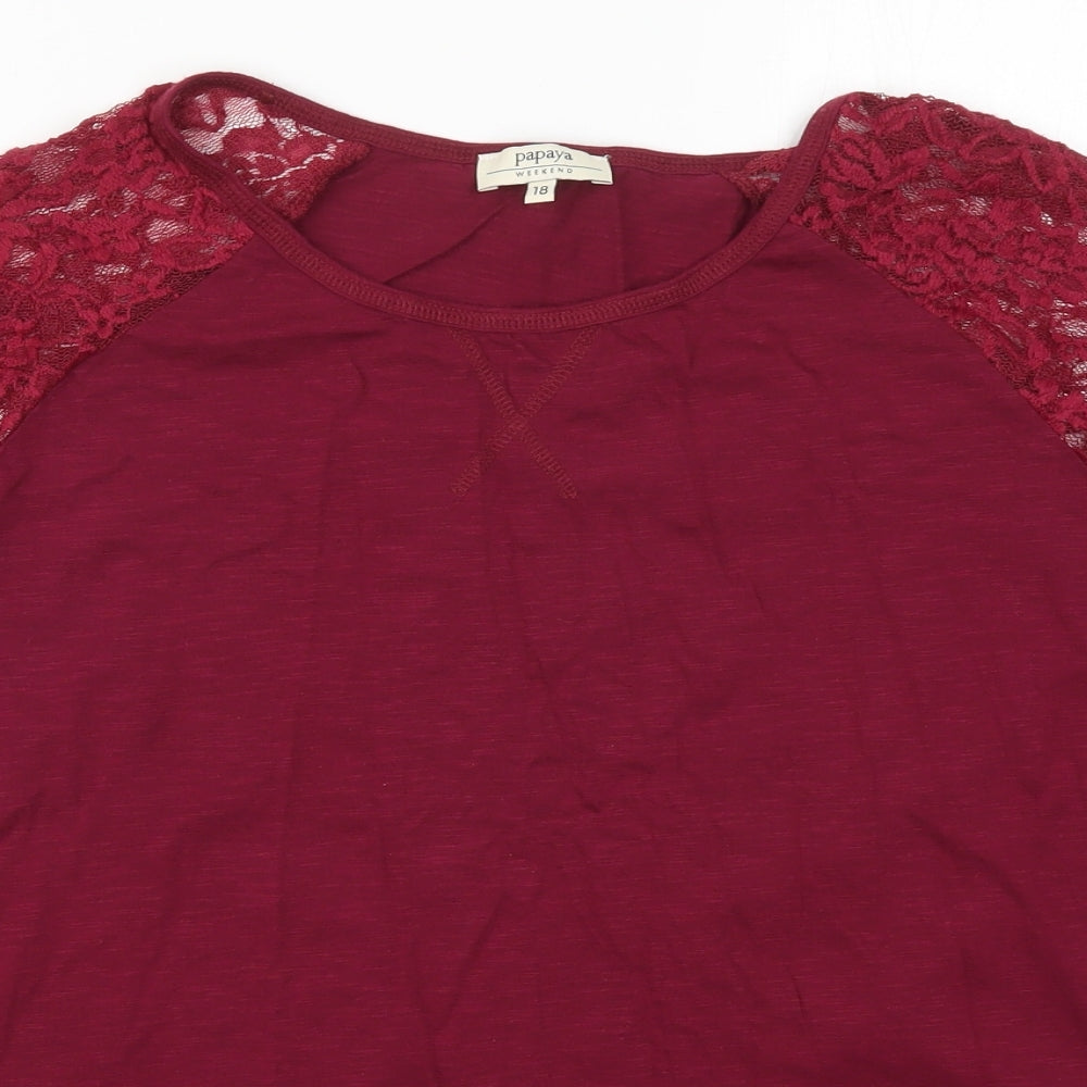 Papaya Womens Pink  Cotton Basic T-Shirt Size 18 Round Neck