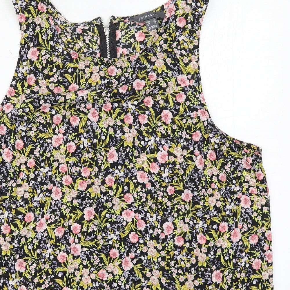 Primark Womens Multicoloured Floral Polyester Basic Tank Size 18 Round Neck