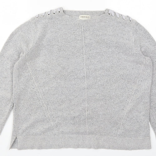 Marks and Spencer Womens Grey Round Neck  Acrylic Pullover Jumper Size 14
