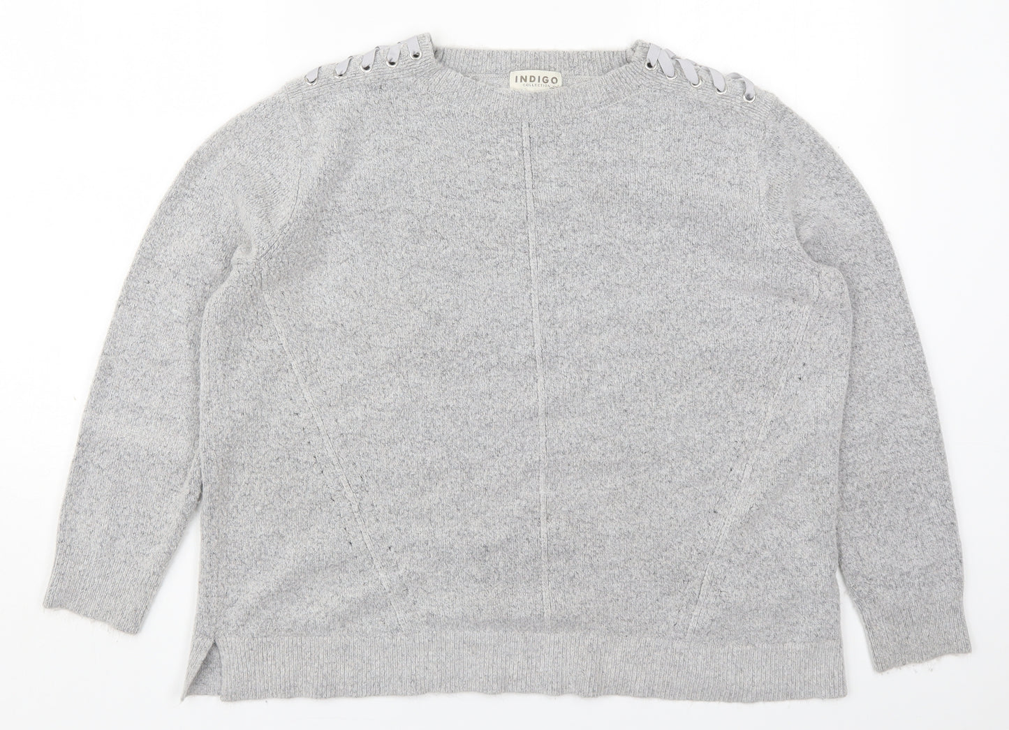 Marks and Spencer Womens Grey Round Neck  Acrylic Pullover Jumper Size 14